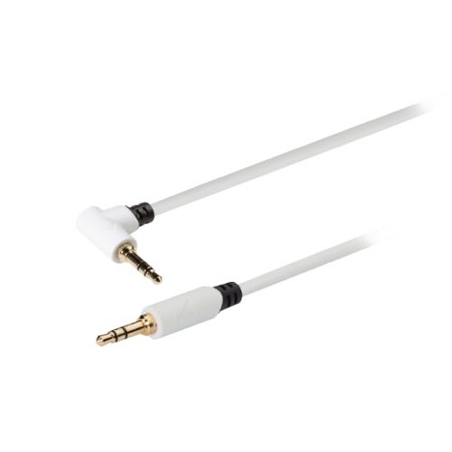 Se König - Minijack Stereo Audio kabel (Vinklet) (3,5mm) (Han-Han) (Hvid) - 0,5 m hos AV-ZHOP.dk