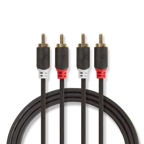 Se Nedis - Phone kabel (Stereo) (2xRCA) (Han-Han) (Anthracite) - 1,0 m hos AV-ZHOP.dk