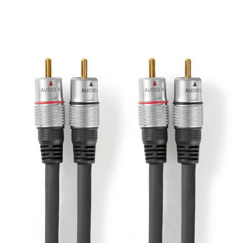 Se Nedis - High Quality Phone kabel (Stereo) (2xRCA) (Han-Han) (Anthracite) - 5,0 m hos AV-ZHOP.dk