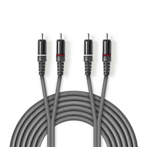 Se Nedis - Phone kabel (Stereo) (2xRCA) (Han-Han) (Mørkegrå) - 5,0 m hos AV-ZHOP.dk