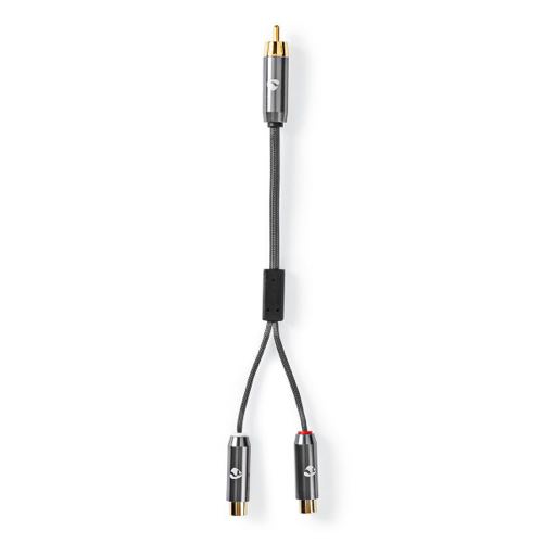 Billede af Nedis - Premium Subwoofer Y-splitter kabel (1xRCA-2xRCA) (Han-Hun) (Grå / Metal) - 0,2 m