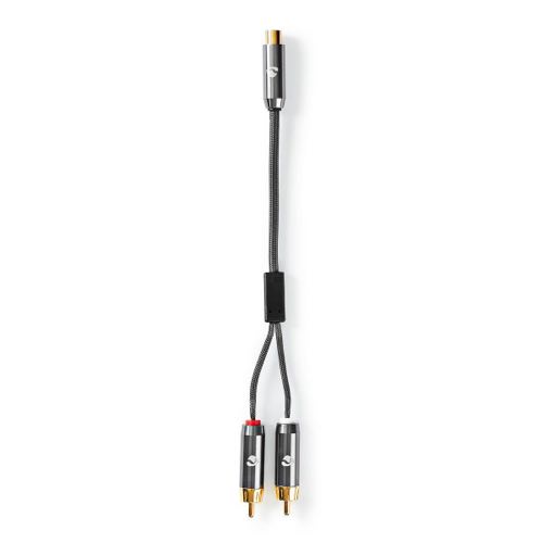 Nedis - Premium Subwoofer Y-splitter kabel (2xRCA-1xRCA) (Han-Hun) (Grå / Metal) - 0,2 m