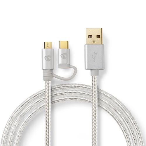 Se Nedis - USB 2.0 High Speed 2 i 1 kabel (USB-A / Type-C / USB Mirco-B) (Han-Han) (Aluminium) - 1,0 m hos AV-ZHOP.dk