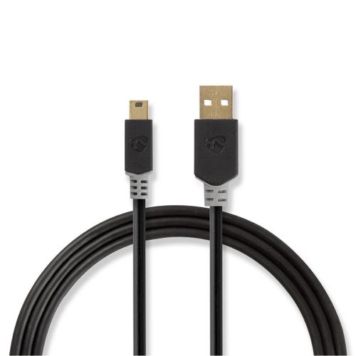 Billede af Nedis - USB 2.0 High Speed kabel (USB-A / USB Mini-B) (Han-Han) (Anthracite) - 2,0 m