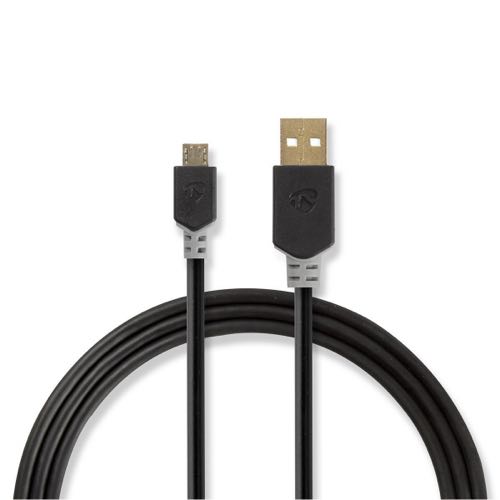 Billede af Nedis - USB 2.0 High Speed kabel (USB-A / USB Mirco-B) (Han-Han) (Anthracite) - 2,0 m