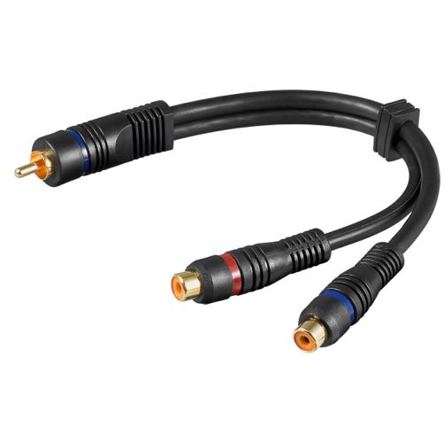 Goobay - Subwoofer Y-splitter kabel (1xRCA-2xRCA) (Han-Hun) (Sort) - 0,2 m
