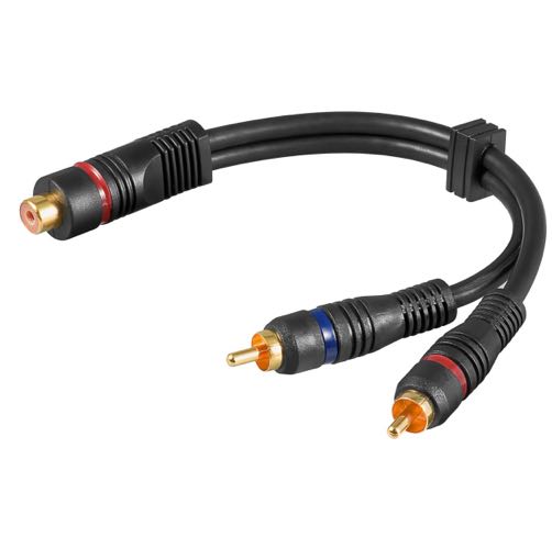 Goobay - Subwoofer Y-splitter kabel (2xRCA-1xRCA) (Han-Hun) (Sort) - 0,2 m