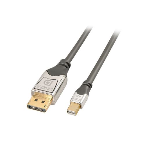 Lindy - Mini DisplayPort 1.2 til DisplayPort (Grå/chrome) (Han-Han) 4K@60Hz - 0,5 m