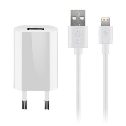 Goobay - USB oplader sæt (Apple Lightning) (1A/5W) (Han-Han) (Hvid) - 1,0 m