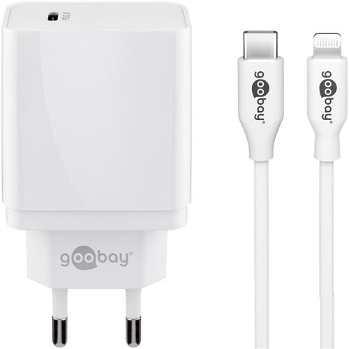 Billede af Goobay - USB-C PD oplader sæt (Apple Lightning) (3A/18W) (Han-Han) (Hvid) - 1,0 m