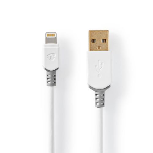 Se Nedis - USB 2.0 kabel Apple MFi certified (2.4A/12W)(USB-A / Apple Lightning) (Han-Han) (Grå/Hvid) - 2,0 m hos AV-ZHOP.dk
