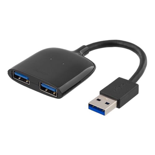 Deltaco USB-A Hub (USB-A / 2xUSB-A)(Sort) - 0,1 m