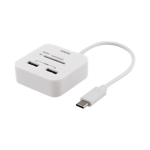 Billede af Deltaco - USB-C Hub(USB-C / 2xUSB-A 2.0 / 1xkortlæser)(Hvid) - 0,1 m