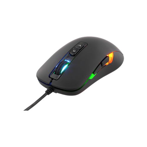 Deltaco - Optisk gaming mus med ledning, 7 knapper med scroll - (RGB-åndeeffekt) (Sort) (2000 dpi)