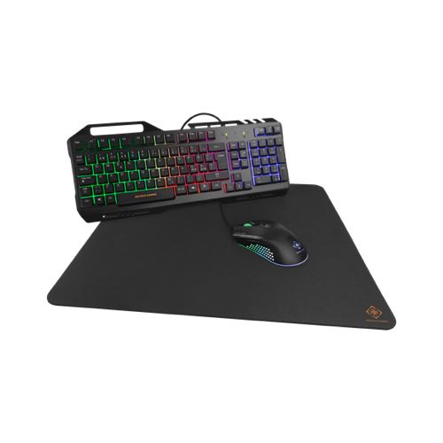 Deltaco - 3 i 1 Gaming sæt (tastatur/mus/musemåtte) m/RGB-lys - nordisk layout (Sort)