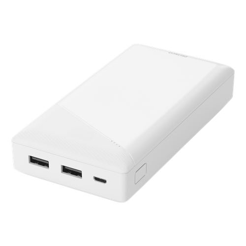 Deltaco - Powerbank (2xUSB A) - 20000 mAh - 2.1A/10.5W (Hvid)