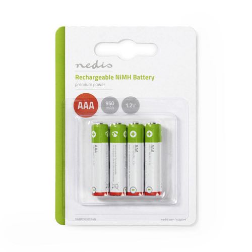 Billede af Nedis - AAA - 4 stk - Genopladelige Ni-MH Batteri (950 mAh) (1.2V)