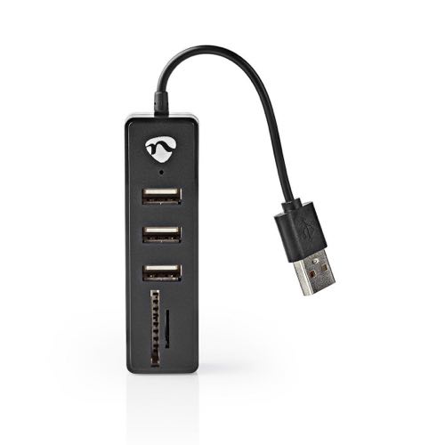 Billede af Nedis - USB-A Hub (USB-A / 3xUSB-A 2.0/ 1xkortlæser)(Sort) - 0,1 m