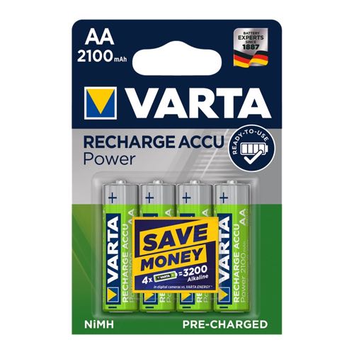 Billede af Varta - AA - 4 stk - Genopladelige Ni-MH Batteri (2100 mAh) (1.2V)