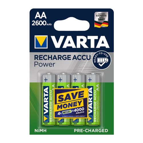 Billede af Varta - AA - 4 stk - Genopladelige Ni-MH Batteri (2600 mAh) (1.2V)