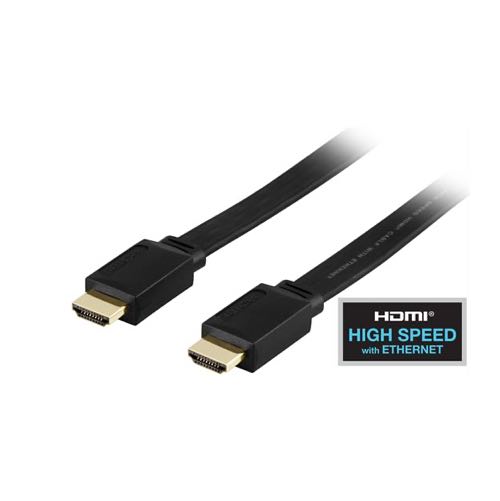Retningslinier snorkel Mose 1.4 High Speed HDMI Flat (Sort) - 4K@30Hz - 2,0 m - Deltaco