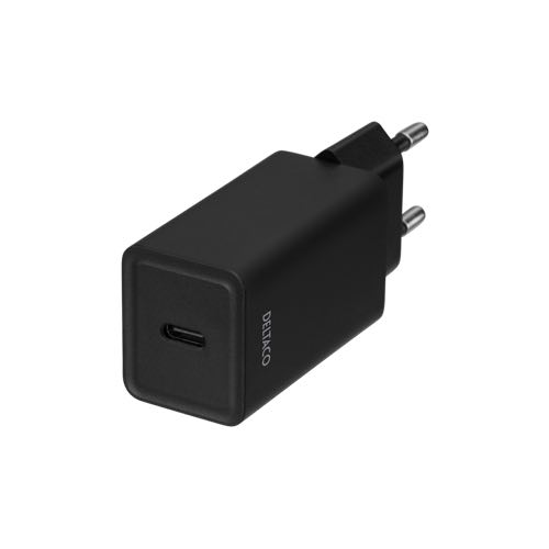 Billede af Deltaco - USB-C lader 3.0A (18W) (Han-Han) (Sort) - 0,1 m