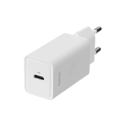 Deltaco - USB-C lader 3.0A (18W) (Han-Han) (Hvid) - 0,1 m
