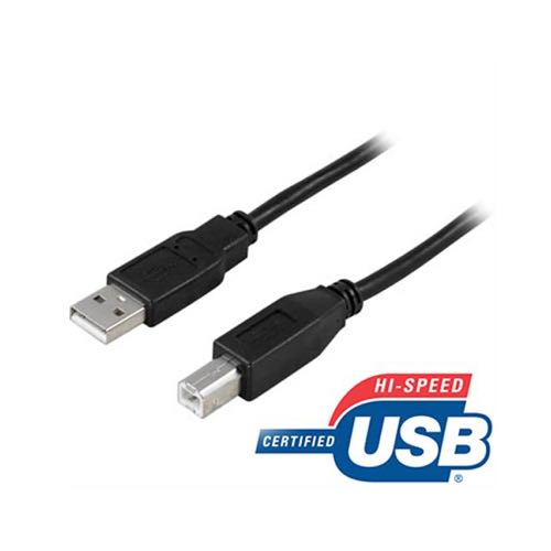 Deltaco - USB 2.0 High Speed kabel (USB-A / USB-B) (Han-Han) (Sort) - 1,0 m