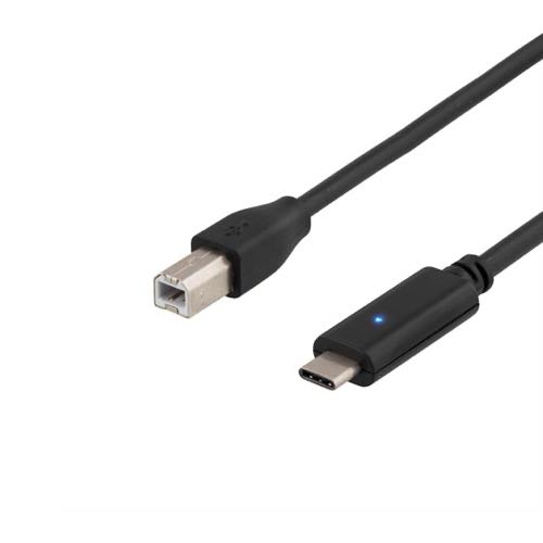 Deltaco - High Speed kabel (3.1 USB-C / 2.0 USB-B) (Han-Han) (Sort) - 1,0 m