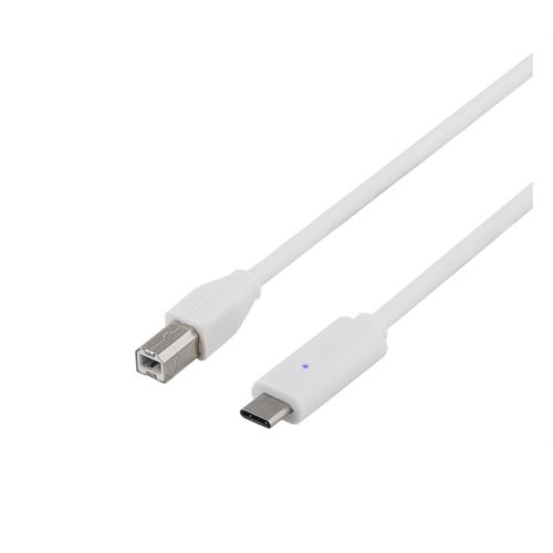 Politistation kandidat dobbelt Deltaco - High Speed kabel (3.1 USB-C / 2.0 USB-B) (Han-Han) (Hvid) - 1,0 m