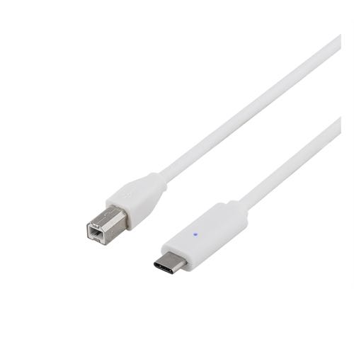 Deltaco - High Speed kabel (3.1 USB-C / 2.0 USB-B) (Han-Han) (Hvid) - 1,0 m