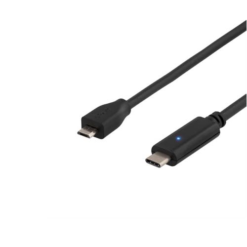 Deltaco - High Speed kabel (3.1 USB-C / 2.0 USB Micro-B) (Han-Han) (Sort) - 1,0 m