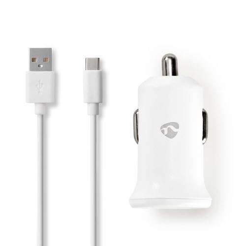 Billede af Nedis - USB billader (USB-A/inkl. USB-C løs kabel) (2.4A/12W) (Hvid) - 1,0 m