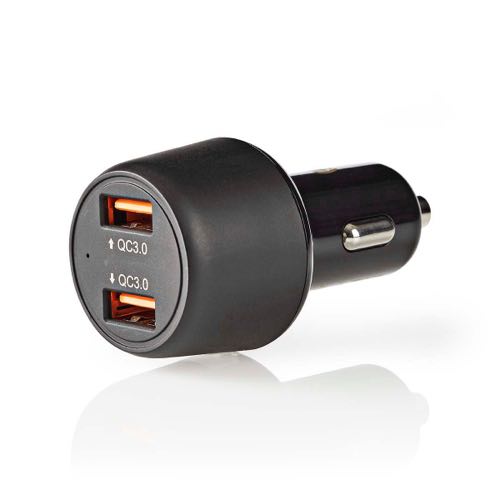 Nedis - USB billader (2xUSB-A) (2x3.0A/36W) (Sort) - 0,2 m