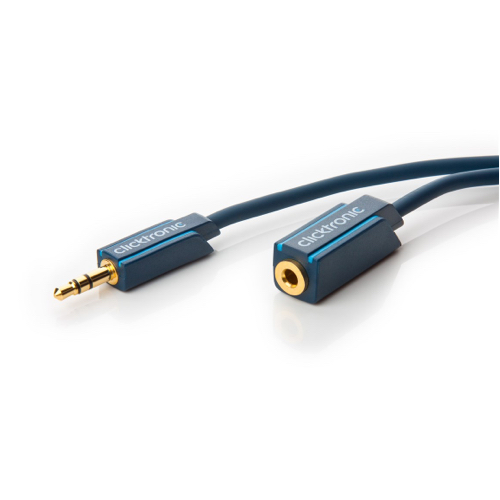 Billede af Clicktronic - Minijack Stereo Audio forlænger kabel (Casual) (3,5mm/3pin) (Han-Hun) (Blå) - 3,0 m
