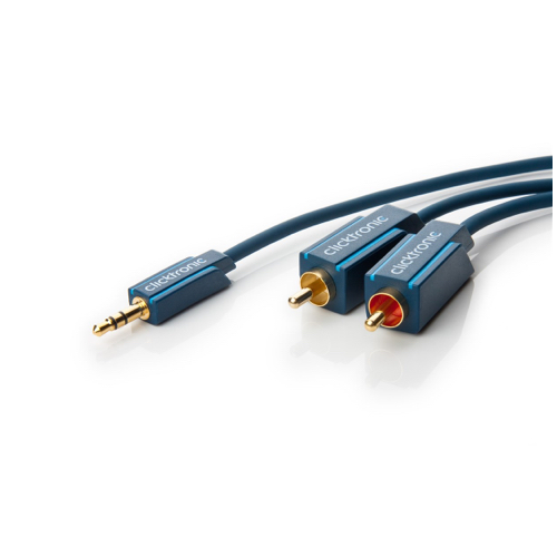 Se Clicktronic - Minijack (3,5mm/3pin) kabel til 2xRCA/phone (Han-Han) (Blå) - 5,0 m hos AV-ZHOP.dk