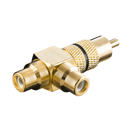 Billede af Goobay - 1 stk - RCA/phone Y adapter - 1xhan - 2xhun (Gold/Sort)