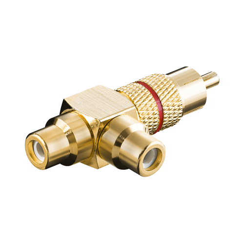 Billede af Goobay - 1 stk - RCA/phone Y adapter - 1xhan - 2xhun (Gold/Rød)