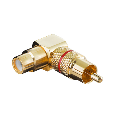 Billede af Goobay - 1 stk - RCA/phone adapter 90 ° - 1xhun - 1xhan (Gold/Rød)