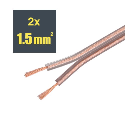 Højtaler kabel (2 x 1.5 mmÂ²) (Gennemsigtig) - 2,0 m - Goobay