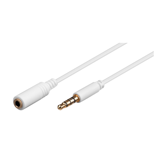 Billede af Goobay - Minijack Slim Stereo Audio forlænger kabel (3,5mm/4pin) (Han-hun) (Hvid) - 5,0 m
