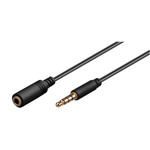 Billede af Goobay - Minijack Slim Stereo Audio forlænger kabel (3,5mm/4pin) (Han-Hun) (Sort) - 3,0 m
