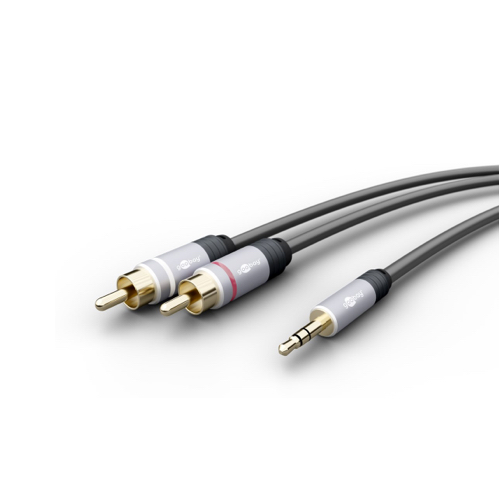 Goobay Plus - Minijack (3,5mm/3pin) kabel til 2xRCA/phone (Han-Han) (Sort) - 3,0 m