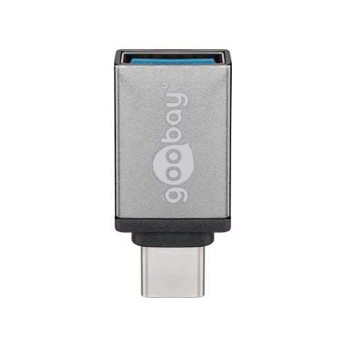 Se USB-C til USB A OTG SuperSpeed adapter 3.0 (han/hun) (Grå) - 0,1 m - Goobay hos AV-ZHOP.dk