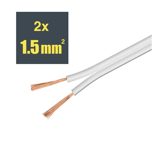 Højtaler kabel (2 x 1.5 mmÂ²) (Hvid) - 5,0 m - Goobay