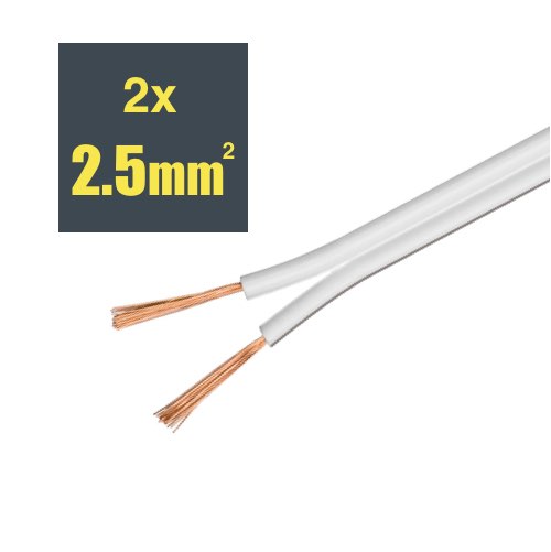 Billede af Højtaler kabel (2 x 2.5 mm ²) (Hvid) - 10,0 m - Goobay