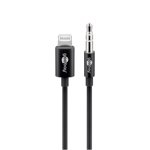 Billede af Apple Lightning til Minijack Stereo Audio kabel (3,5mm/3-pin) (Sort) - 1,0 m - Goobay