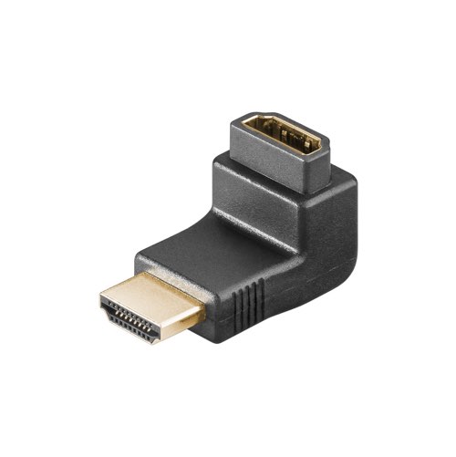 Billede af HDMI til HDMI 90Â° adapter (hun/han) (4K@60Hz) (Sort) - 0,1 m - Goobay