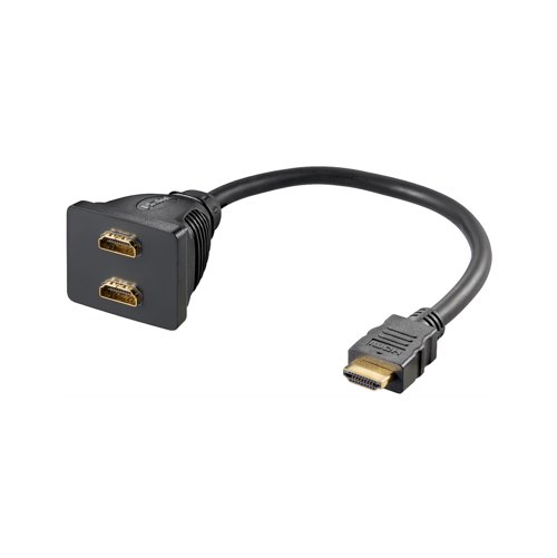 Billede af 2xHDMI til HDMI adapter (2xhun/han) (1080p@30Hz) (Sort) - 0,1 m - Goobay