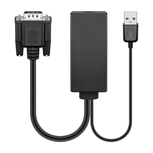 VGA til HDMI adapter kabel (han/hun) (Sort) - 0,1 m - Goobay